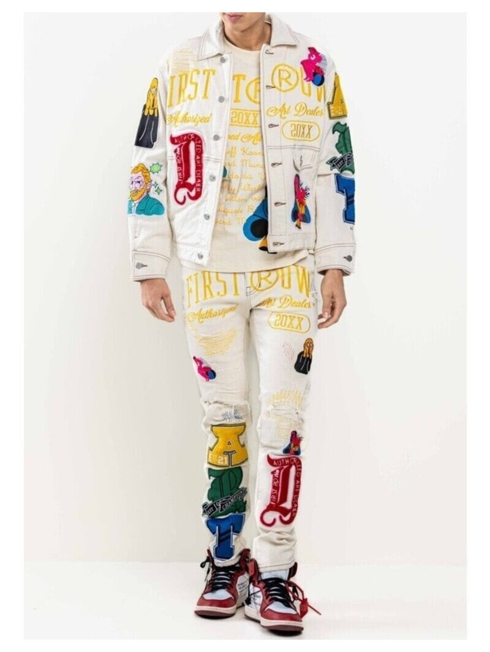 First Row Art Dealer Graphic Nostalgic Fit Trucker Jacket Size S